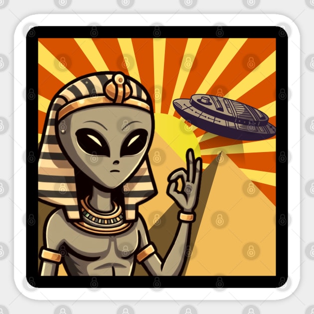 Aliens built the pyramids of Egypt. Uap retro Sticker by Ideas Design